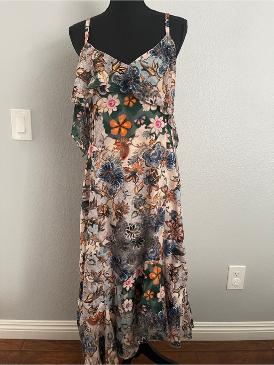 RACHEL Rachel Roy Dresses & Skirts - Rachel Roy Women's Floral Ruffle Maxi Dress - Green & Multi